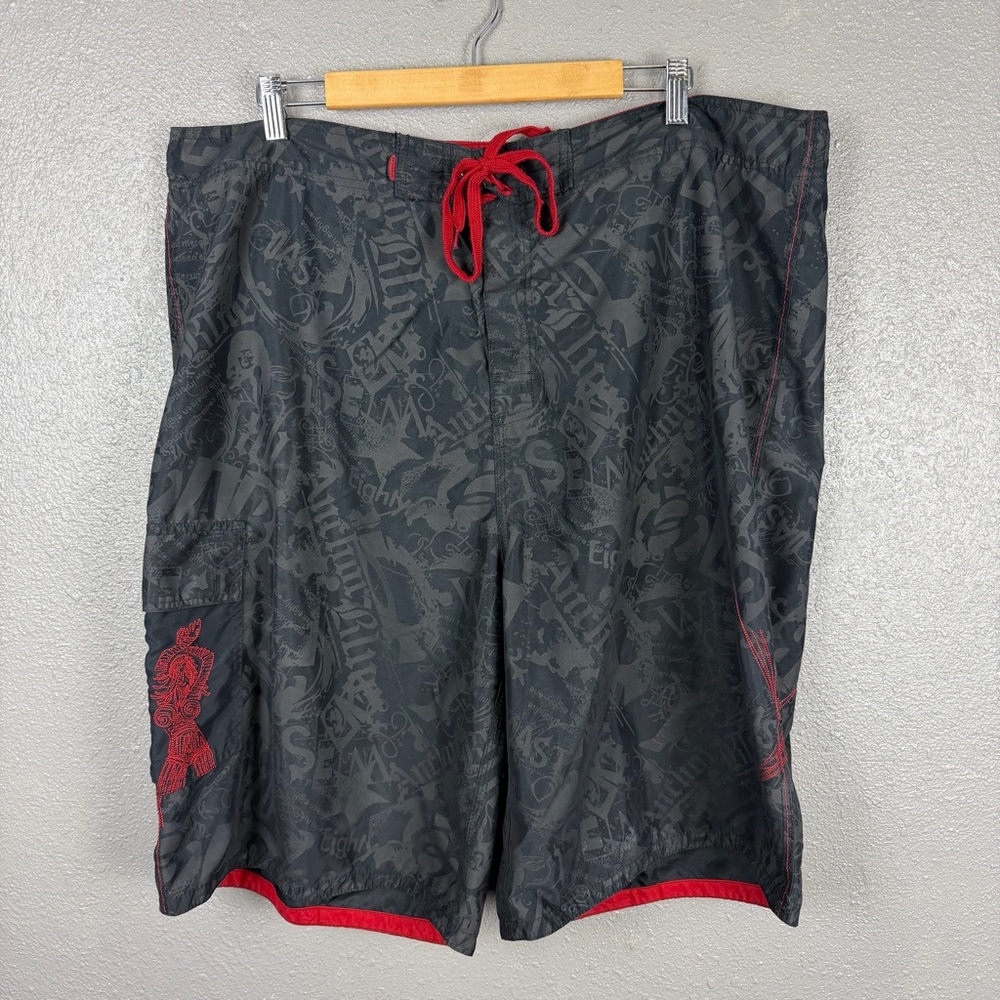 Vintage Anchor Blue Board Shorts Mens 42 Black Gray Red Swim Beach Bottle Opener